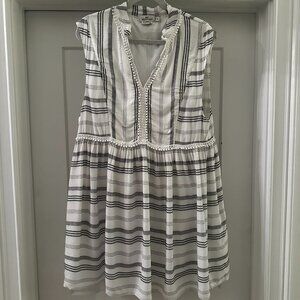 Vineyard Vines Mini Pom Dress – Striped, Sleeveless, Size Medium in Cream-Black